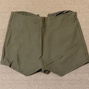 Army green asymmetric skort